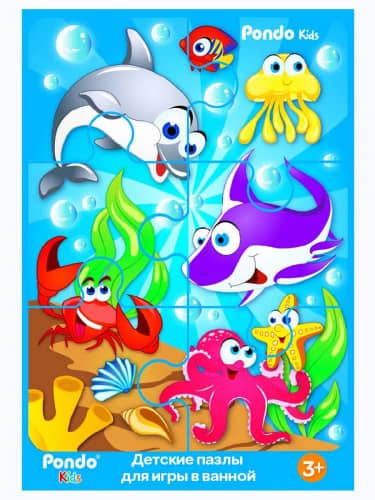 Купить Коврик Pondo Морские обитатели мини пазл для ванны по низкой цене