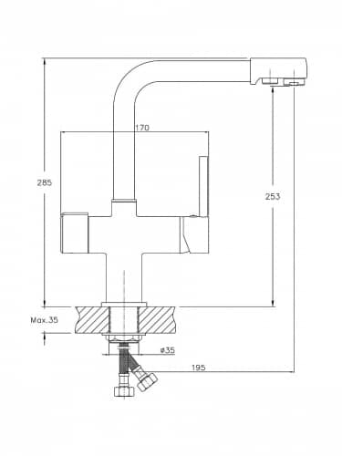 Купить Смеситель Haiba для кухни мойки латунный с подключением к фильтру с питьевой водой высокий излив, бежевы по низкой цене