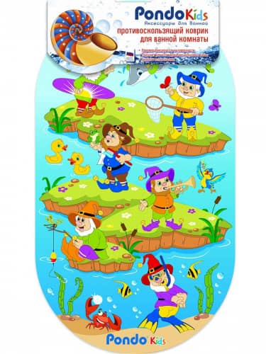 Купить Коврик Pondo Гномики для ванны на присосках детский 69x39 см по низкой цене