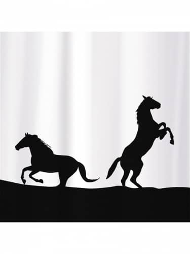 Купить Штора Tatkraft Horses тканевая штора для ванной комнаты с кольцами 180х180 см по низкой цене