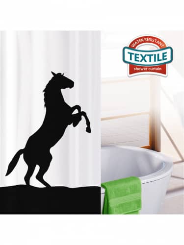 Купить Штора Tatkraft Horses тканевая штора для ванной комнаты с кольцами 180х180 см по низкой цене