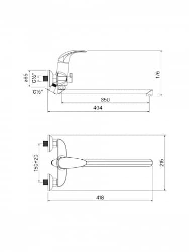 Купить Смеситель Iddis Leaf LEASBL2i10WA для ванны с длинным изливом с керамическим дивертором по низкой цене
