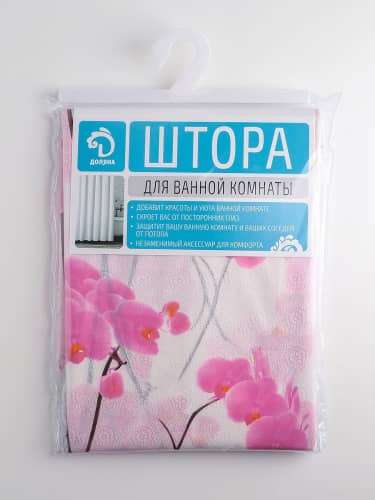 Купить Штора Доляна Орхидея для ванной 180х180 см по низкой цене