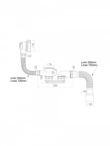 Купить Сифон Unicorn S102 для ванны 40х40/50 по низкой цене