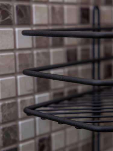 Купить Полка Консулл для ванной комнаты 3 ярусная угловая овал черная матовая 200х200х660 мм по низкой цене