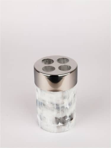 Купить Стаканчик Аквалиния для зубных щеток пластик Мрамор белый по низкой цене