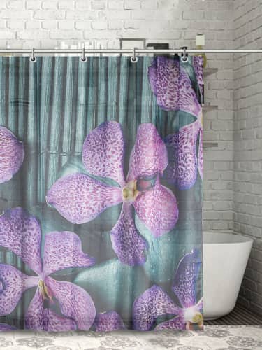 Купить Штора Доляна Камни и цветы для ванной 180x180 см по низкой цене