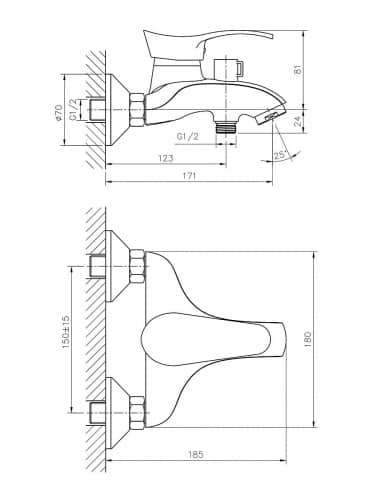 Купить Смеситель Haiba для ванны с коротким изливом, хром по низкой цене