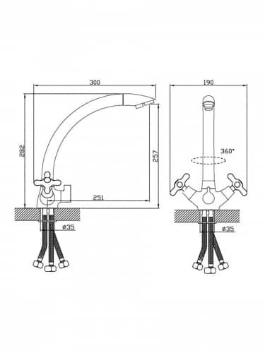 Купить Смеситель Diadonna для кухни мойки с подключением к фильтру с питьевой водой высокий излив хромированный по низкой цене
