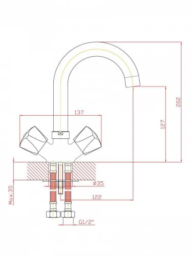 Купить Смеситель Agger Retro-s A1801100 двухзахватный для раковины хром по низкой цене