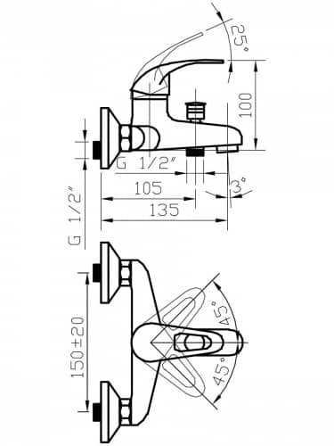 Купить Смеситель Argo 35-05 Open для ванны по низкой цене