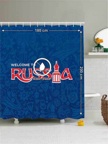 Купить Штора JoyArty Добро пожаловать в Россию для ванной из ткани с крючками 180х200 см по низкой цене