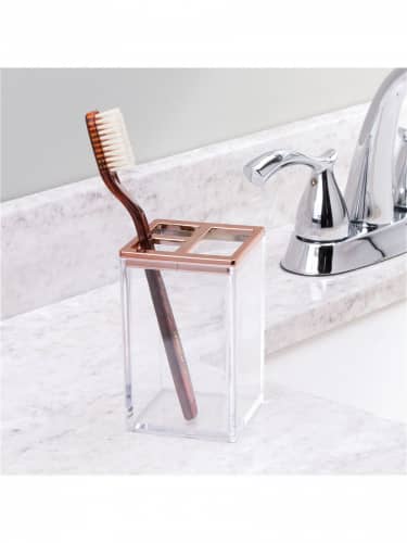 Купить Держатель Interdesign Clarity для зубных щеток розовый пластик по низкой цене