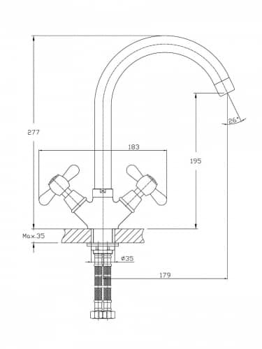 Купить Смеситель Haiba для кухни с высоким изливом, хром по низкой цене