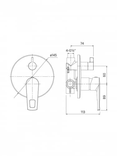 Купить Смеситель Iddis RUNSB00i67 встраиваемый с дивертором и двумя выходами по низкой цене