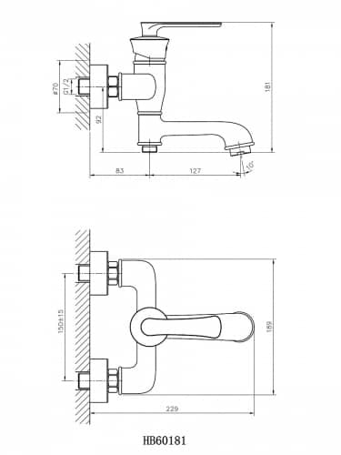 Купить Смеситель Haiba для ванны латунный с поворотным изливом и душевой лейкой, хромированный по низкой цене