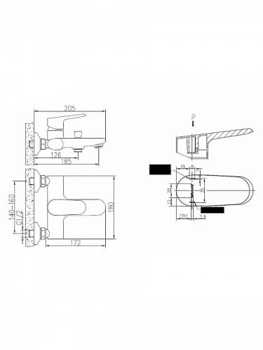 Купить Смеситель Bravat Bravat Pure F6105161C-01 для ванны с душем по низкой цене