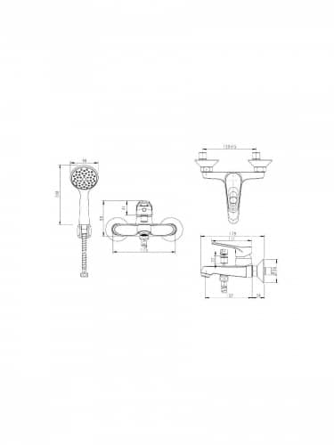 Купить Смеситель Bravat Bravat Drop F64898C-B для ванны с душем по низкой цене