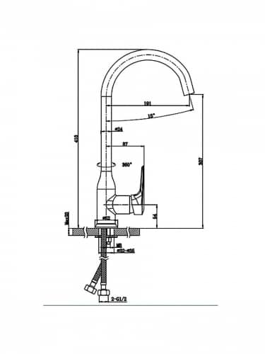 Купить Смеситель Bravat Arden F7351385CP-RUS для кухонной мойки по низкой цене