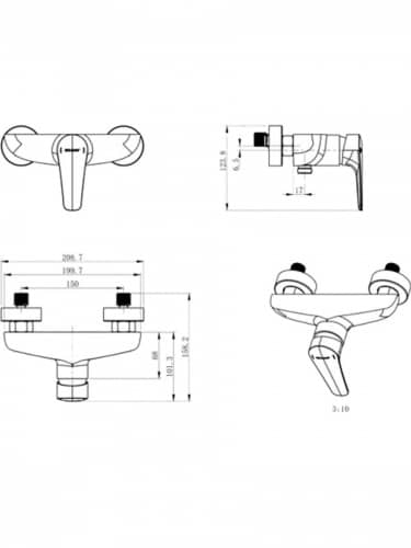 Купить Смеситель Bravat Arden F9351385CP-01-RUS для душа по низкой цене