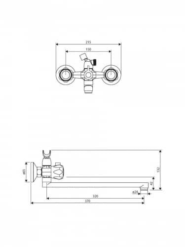 Купить Смеситель Dorff Modern D7095000 двухзахватный для ванны с душевым набором по низкой цене