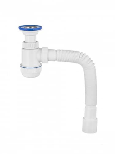 Купить Сифон Virplast с литым выпуском, с нержавеющей чашкой D63 мм и c гофротрубой L800 мм 11/2 - D40/50 по низкой цене