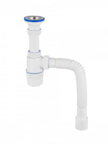 Купить Сифон Virplast с удлинённым выпуском нержавеющей чашкой из стали и с гофротрубой L800 мм 11/2- D40/50 по низкой цене