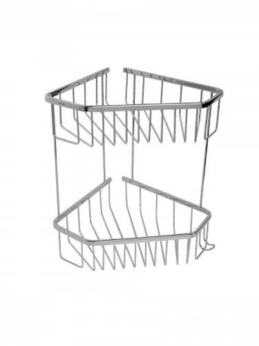 Купить Полка Санакс угловая овальная двойная из нержавеющей стали 18 см по низкой цене