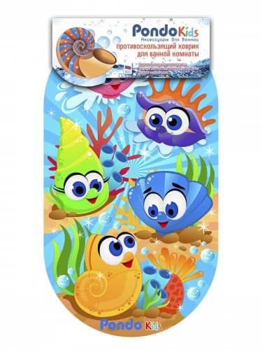 Купить Коврик Pondo Морские ракушки для ванны на присосках детский 69x39 см по низкой цене