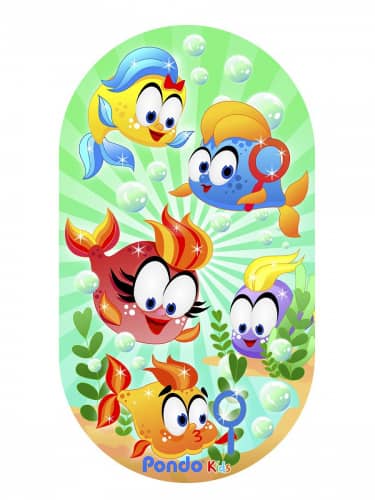 Купить Коврик Pondo Веселые рыбки для ванны на присосках детский 69x39 см
 по низкой цене