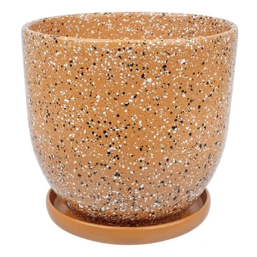 Купить Горшок керамический Терраццо с поддоном D21,5 см терракотовый по низкой цене