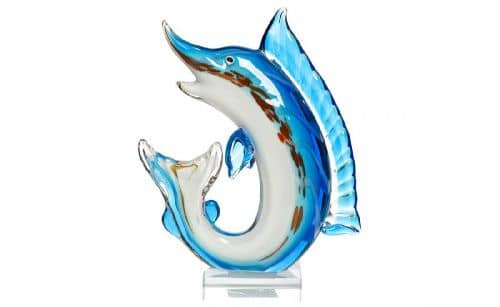Купить Статуэтка Garda Decor F6224 Щука сине-голубая 18х6х24 см по низкой цене