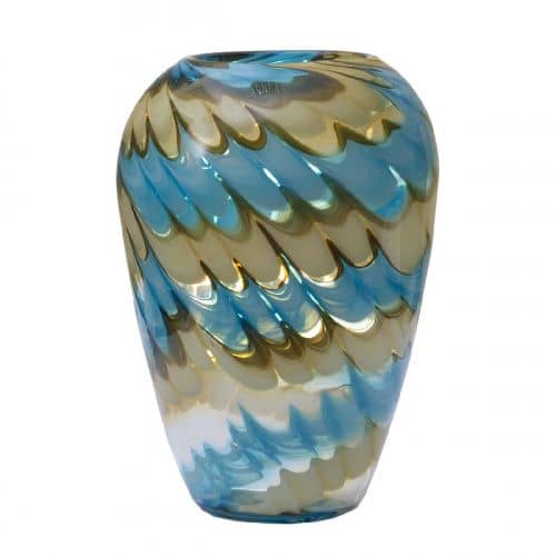 Купить Ваза Garda Decor HJ666-28-F51 стеклянная бело-синяя H27D18,5 по низкой цене