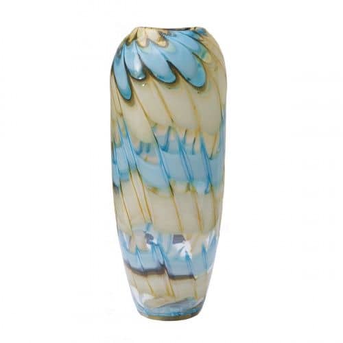 Купить Ваза Garda Decor HJ6037-36-F51 стеклянная бело-синяя H36D14 по низкой цене