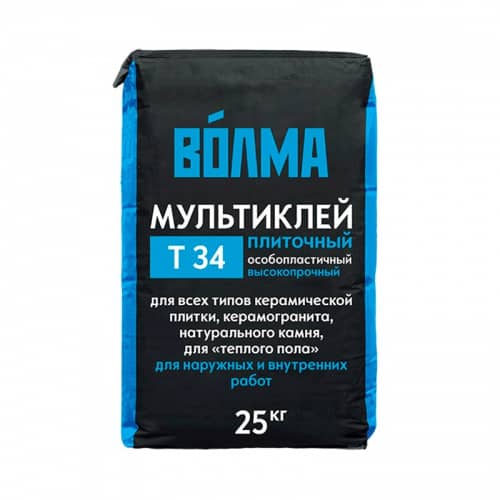 Купить Клей ВОЛМА Мультиклей Т34 для тяжелой плитки 25 кг по низкой цене
