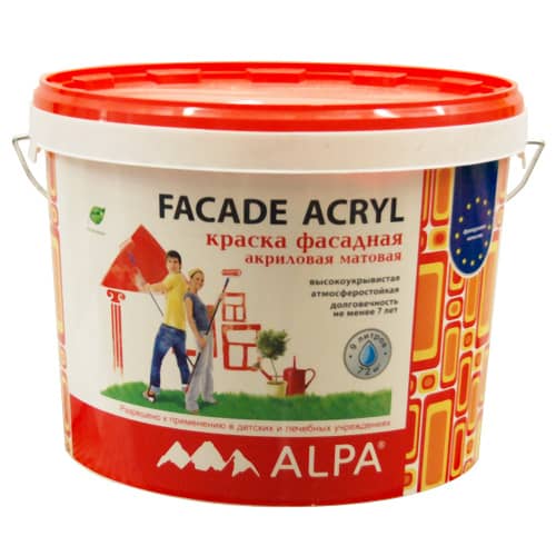 Купить Краска фасадная акриловая Alpa Facade Acryl 9 л по низкой цене