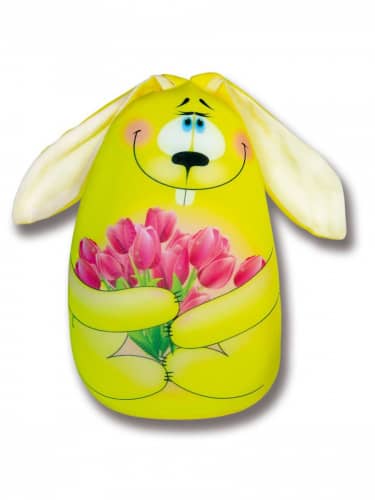 Купить Подушка Штучки, к которым тянутся ручки антистресс в форме игрушки Заяц с тюльпанами по низкой цене