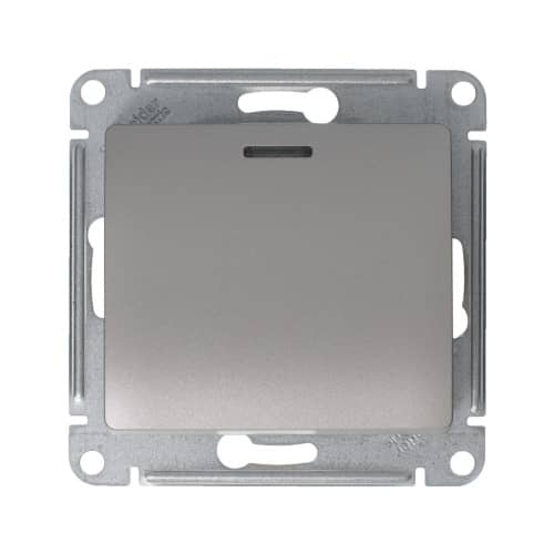 Купить Выключатель проходной Schneider Electric Глосса с подсветкой без рамки платина по низкой цене