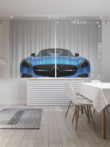 Купить Шторы JoyArty с фотопечатью Лазурная машина из сатена, 145х180 см по низкой цене