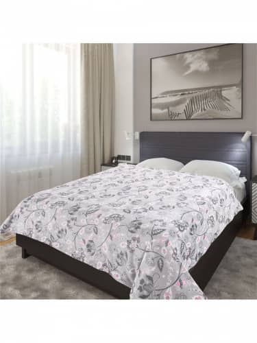 Купить Плед TexRepublic Absolute Absolute flannel Цветы абстрактные Фланель 2 сп. Серый/розовый 180х210 см по низкой цене