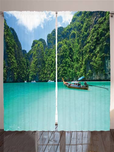 Купить Шторы JoyArty с фотопечатью Горная природа из сатена, 290х265 см по низкой цене