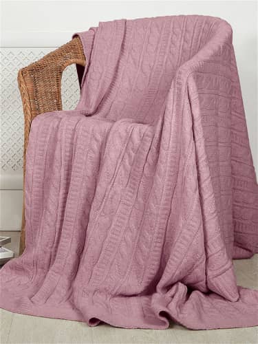 Купить Плед MeLSoNN вязаный шерстяной MeLSoNN 160х220, светлая брусника по низкой цене