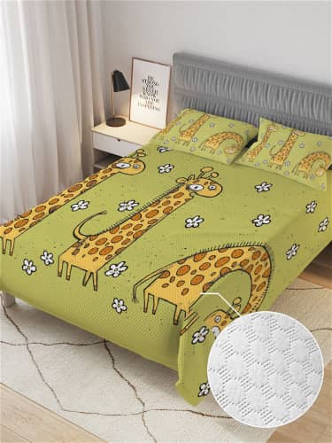 Купить Покрывало Ambesonne Забавные жирафики , 1,5-спальное 160x220 см по низкой цене