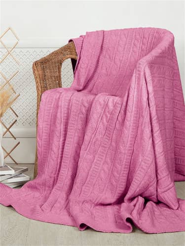 Купить Плед MeLSoNN вязаный шерстяной MeLSoNN 220х240, чайная роза по низкой цене