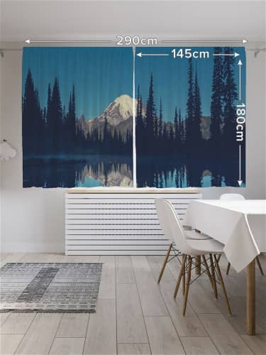 Купить Шторы JoyArty с фотопечатью Ночное отражение горы из сатена, 145х180 см по низкой цене