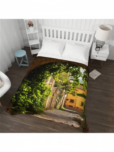 Купить Покрывало Сирень стеганое Дорога в город Евро, 200x220, Микрофибра по низкой цене