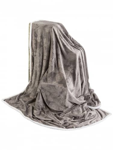 Купить Плед El Casa двусторонний Серый с узором 180х200 см, двухслойный по низкой цене