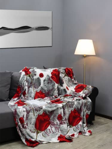 Купить Плед TexRepublic Absolute Розы в сером саду Микрофайбер 2-спальный по низкой цене