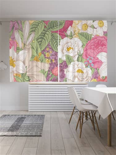 Купить Шторы JoyArty под лён Цветочная картина , серия Oxford DeLux, 290х180 см по низкой цене