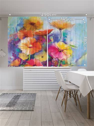 Купить Шторы JoyArty с фотопечатью Цветочная солянка из сатена, 290х180 см по низкой цене